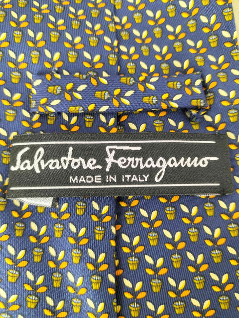 サルヴァトーレフェラガモ Salvatore Ferragamo リーフデザインシルクネクタイ メンズ