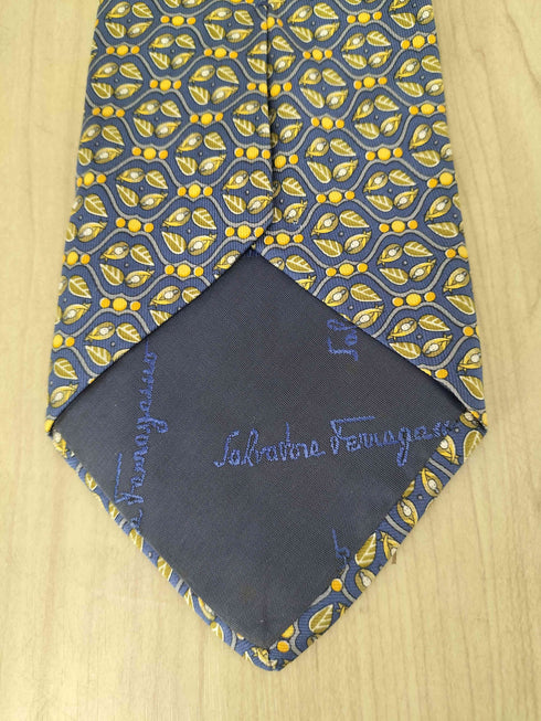 サルヴァトーレフェラガモ Salvatore Ferragamo リーフデザインシルクネクタイ メンズ