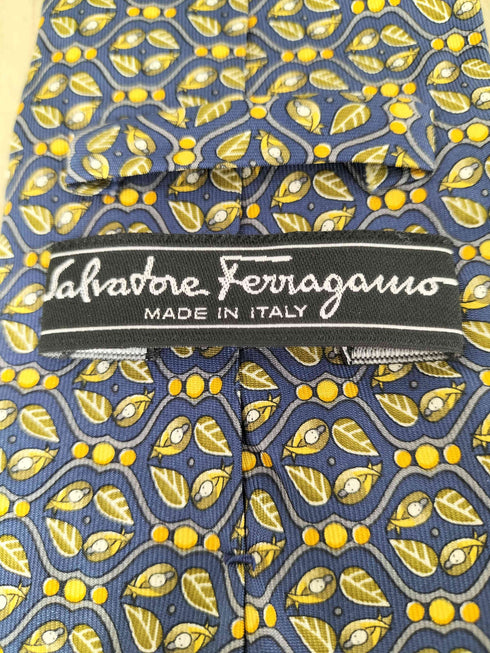 サルヴァトーレフェラガモ Salvatore Ferragamo リーフデザインシルクネクタイ メンズ