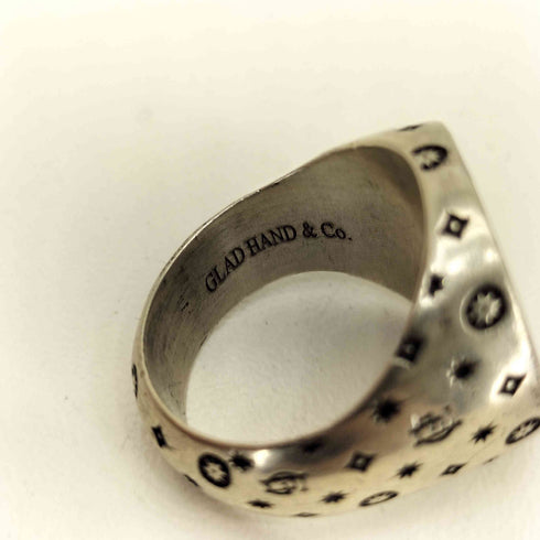 グラッドハンド GLADHAND RING FAMILY CREST STERLING刻印 総柄 シグネットリング メンズ 11号
