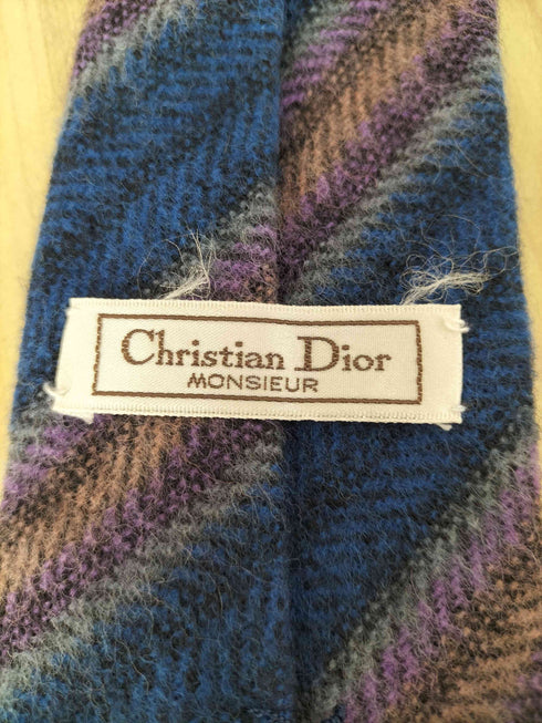 クリスチャンディオール Christian Dior カシミヤ100 ストライプネクタイ メンズ