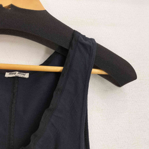 ミュウミュウ miu miu イタリア製 フリルデザイン サイドジップ コットン ノースリーブワンピース レディース M