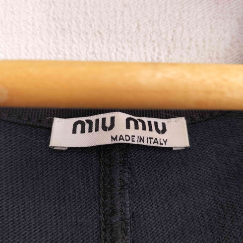 ミュウミュウ miu miu イタリア製 フリルデザイン サイドジップ コットン ノースリーブワンピース レディース M