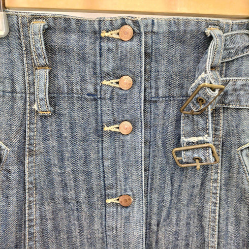 ヒステリックグラマー HYSTERIC GLAMOUR 90-00s ベルトテッド フロントボタン ヘリボーン デニム ロングスカート Y2K レディース FREE
