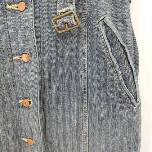 ヒステリックグラマー HYSTERIC GLAMOUR 90-00s ベルトテッド フロントボタン ヘリボーン デニム ロングスカート Y2K レディース FREE