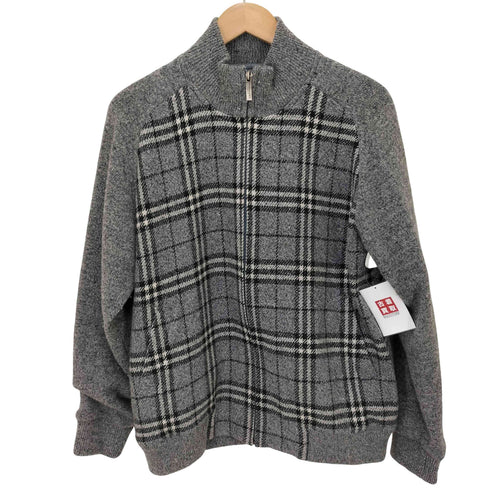 バーバリーロンドン BURBERRY LONDON チェック柄 ジップニット ドライバーズニット レディース