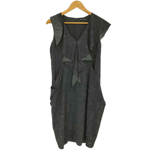 ヒロココシノ HIROKO KOSHINO フリルカラー ノースリーブVワンピース レディース JPN:38