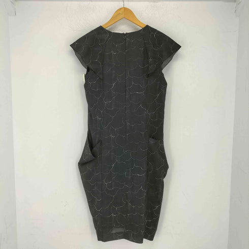ヒロココシノ HIROKO KOSHINO フリルカラー ノースリーブVワンピース レディース JPN:38