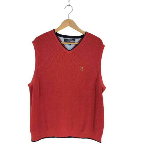 トミーヒルフィガー TOMMY HILFIGER ワンポイント刺繍コットンベスト メンズ XL