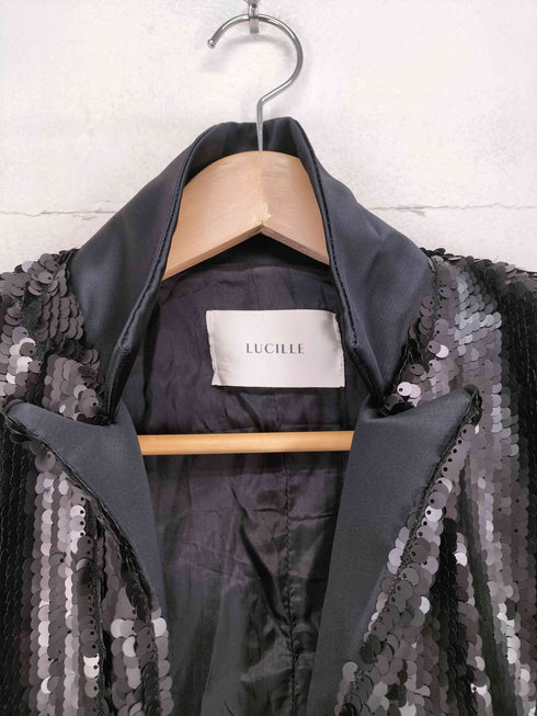 LUCILLE スパンコールクロップドテーラードジャケット import レディース