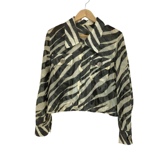 ゼブラ柄シースルークロップドジップジャケット レディース