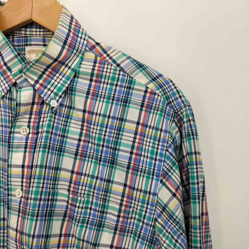 ブルックスブラザーズ BROOKS BROTHERS USA製 MADISON マチ付き ボタンダウン 長袖 マドラスチェック シャツ メンズ S/R