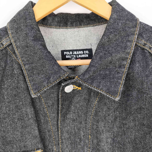 ポロジーンズカンパニーラルフローレン POLO JEANS COMPANY RALPH LAUREN メキシコ製 先染めブラック デニムトラッカージャケット メンズ import:L