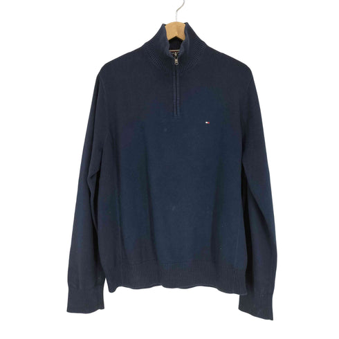トミーヒルフィガー TOMMY HILFIGER ハーフジップボトルネックコットンニット メンズ L