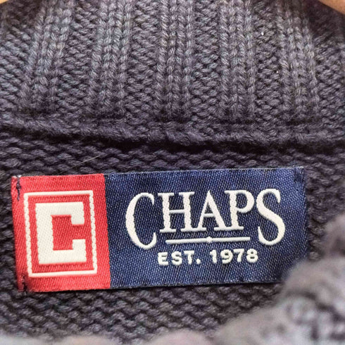 チャップス CHAPS ボトルネックハーフジップニットコットンセーター メンズ L