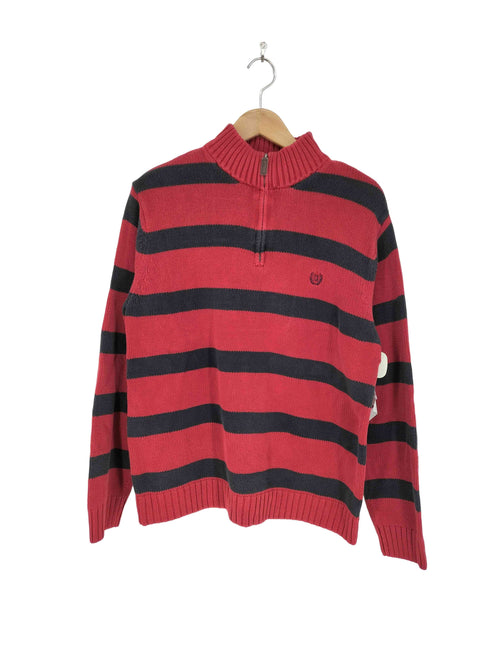 チャップス CHAPS ロゴ刺繍 ボーダーコットンハーフジップ メンズ import:XXL