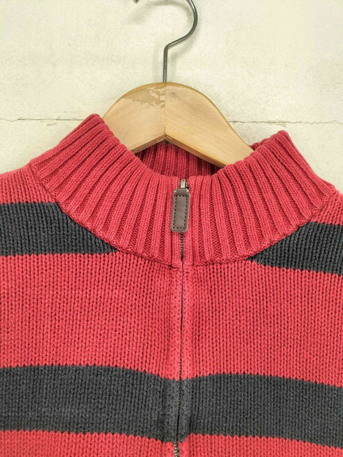 チャップス CHAPS ロゴ刺繍 ボーダーコットンハーフジップ メンズ import:XXL