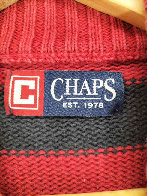 チャップス CHAPS ロゴ刺繍 ボーダーコットンハーフジップ メンズ import:XXL