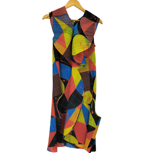 プリーツプリーズイッセイミヤケ PLEATS PLEASE ISSEY MIYAKE 丸穴 図形転写 変形ワンピース レディース JPN:5