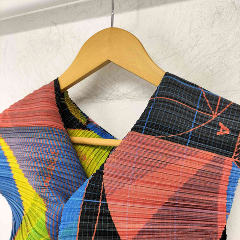 プリーツプリーズイッセイミヤケ PLEATS PLEASE ISSEY MIYAKE 丸穴 図形転写 変形ワンピース レディース JPN:5
