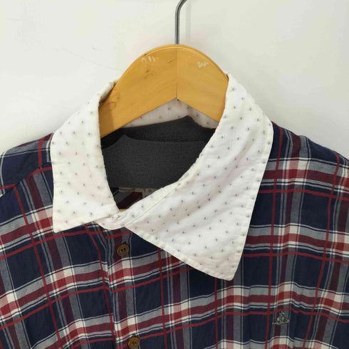ヴィヴィアンウエストウッドマン Vivienne Westwood MAN オーブ刺繍ロゴ タータンチェック アシンメトリーシャツ メンズ 50
