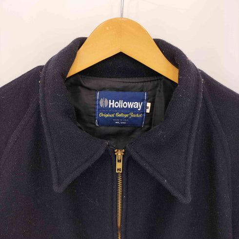 ホロウェイ HOLLOWAY 70-80s USA製 GEFFEN バックパッチデザイン ウールメルトン ジップアップ ブルゾン メンズ M