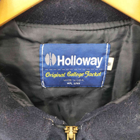 ホロウェイ HOLLOWAY 70-80s USA製 GEFFEN バックパッチデザイン ウールメルトン ジップアップ ブルゾン メンズ M