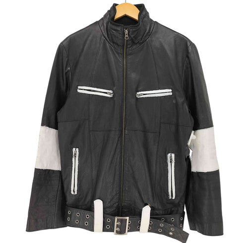 スティールブラウン STEEL BROWN 羊革 バイカラー レザージャケット メンズ