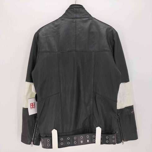 スティールブラウン STEEL BROWN 羊革 バイカラー レザージャケット メンズ