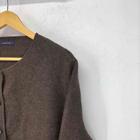 ランズエンド LANDS END クルミボタン ウールカーディガン レディース