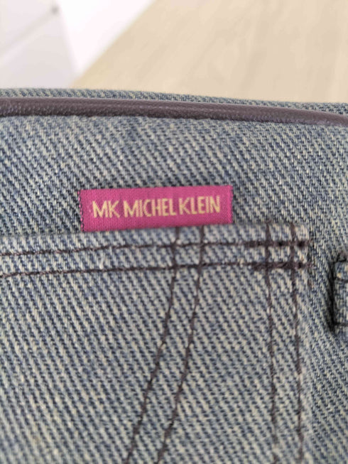 ミッシェルクラン MICHEL KLEIN 裏地ストライプデニムハンドバッグ Y2K レディース