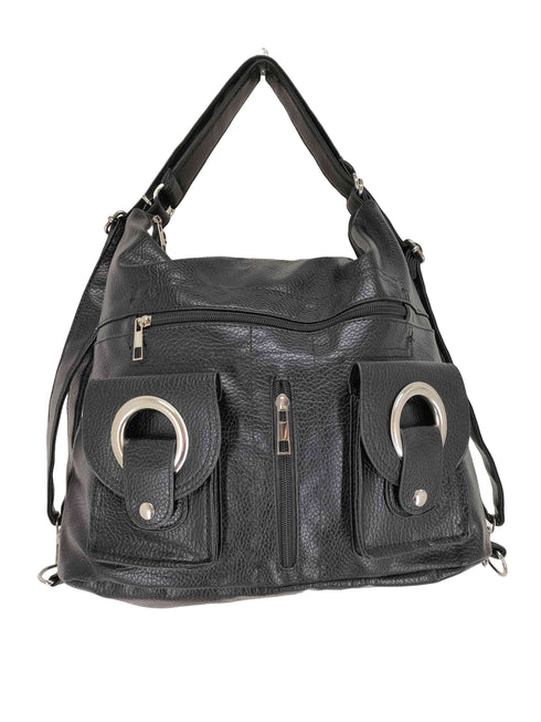 マルチポケットフェイクレザーショルダーバッグ Y2K レディース