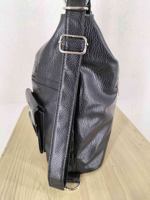 マルチポケットフェイクレザーショルダーバッグ Y2K レディース