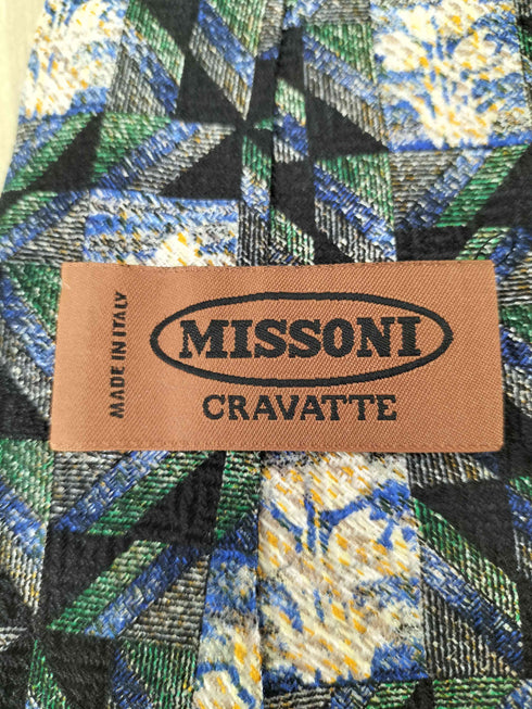 ミッソーニ MISSONI 総柄切替シルクネクタイ メンズ