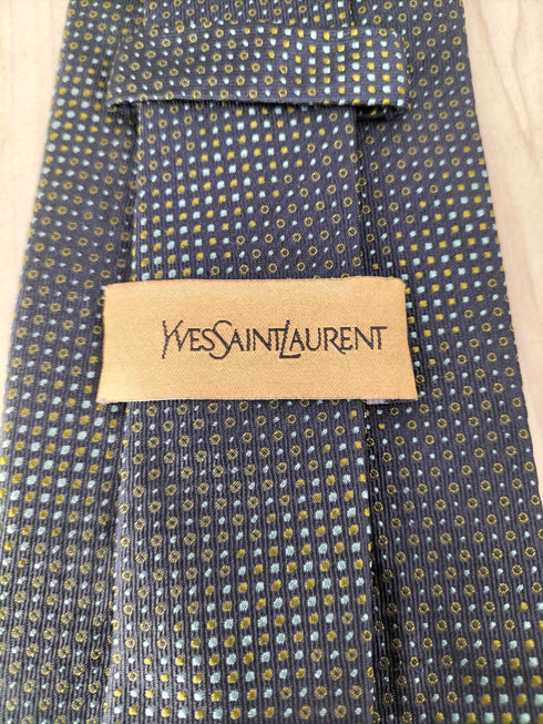 イヴサンローラン Yves Saint Laurent MADE IN ITALY ドット柄シルクネクタイ メンズ