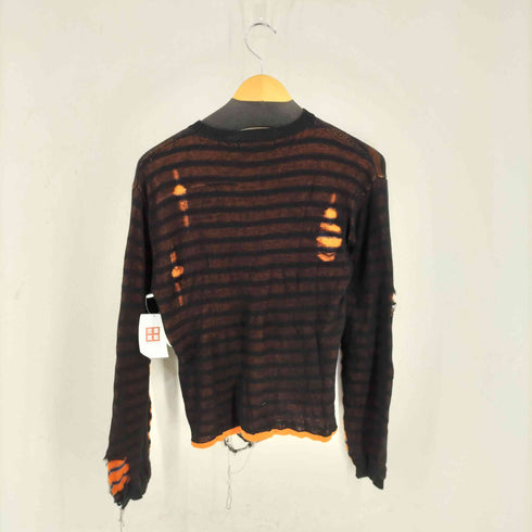 ダイエットブッチャースリムスキン DIET BUTCHER SLIM SKIN ボーダー ダメージ デザイン クルーネックニット メンズ