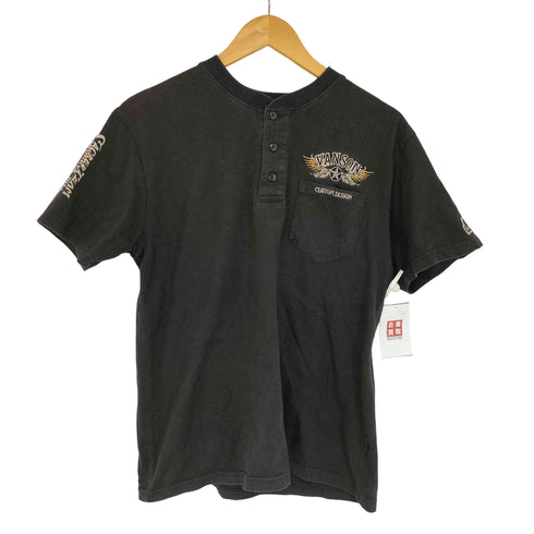 バンソン VANSON 刺繍デザイン S/S ヘンリーネックTシャツ メンズ JPN:L