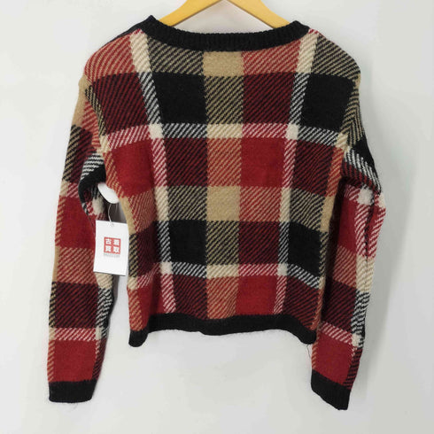 ブルーレーベルクレストブリッジ BLUE LABEL CRESTBRIDGE 金釦 チェック柄 モヘア ニット レディース 38