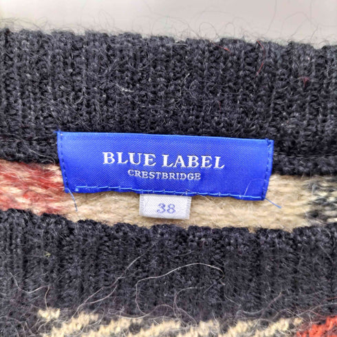 ブルーレーベルクレストブリッジ BLUE LABEL CRESTBRIDGE 金釦 チェック柄 モヘア ニット レディース 38