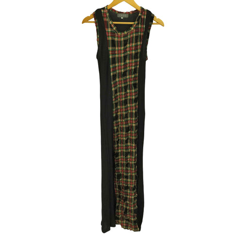 オゾック OZOC 90S 素材切替 チェック レーヨンニットノースリーブ ワンピース レディース  38