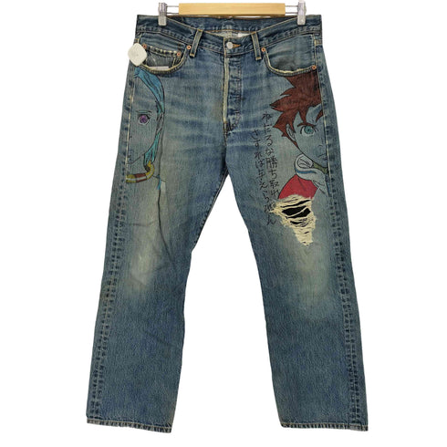 リーバイス Levis 501 2007年4月製造 アニメ キャラクター イラスト ペイントストレートデニム メンズ W34L30
