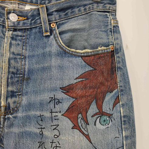 リーバイス Levis 501 2007年4月製造 アニメ キャラクター イラスト ペイントストレートデニム メンズ W34L30