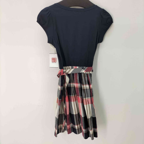 バーバリーブルーレーベル BURBERRY BLUE LABEL コットン チェックスカート 半袖ワンピース レディース 36