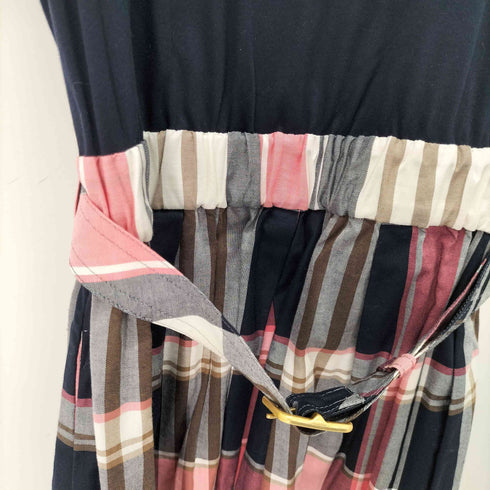 バーバリーブルーレーベル BURBERRY BLUE LABEL コットン チェックスカート 半袖ワンピース レディース 36
