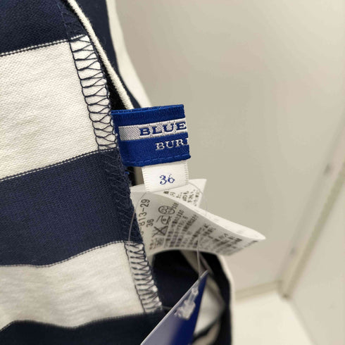 バーバリーブルーレーベル BURBERRY BLUE LABEL コットン ボーダースカート 半袖ワンピース レディース 36