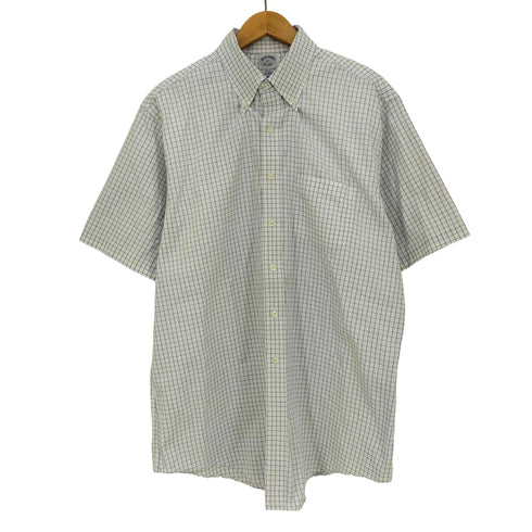 ブルックスブラザーズ BROOKS BROTHERS SLIM FIT NON-IRON 格子柄 半袖 ボタンダウンシャツ メンズ 17 1/2