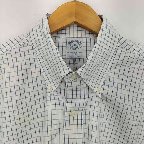 ブルックスブラザーズ BROOKS BROTHERS SLIM FIT NON-IRON 格子柄 半袖 ボタンダウンシャツ メンズ 17 1/2