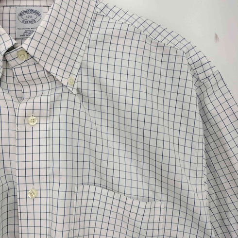 ブルックスブラザーズ BROOKS BROTHERS SLIM FIT NON-IRON 格子柄 半袖 ボタンダウンシャツ メンズ 17 1/2
