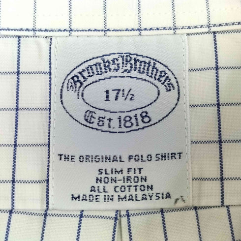 ブルックスブラザーズ BROOKS BROTHERS SLIM FIT NON-IRON 格子柄 半袖 ボタンダウンシャツ メンズ 17 1/2