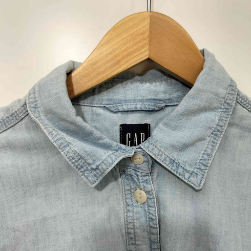 ギャップ Gap 24SS ウォッシュウェル シャンブレーデニムビッグシャツ レディース import:M
